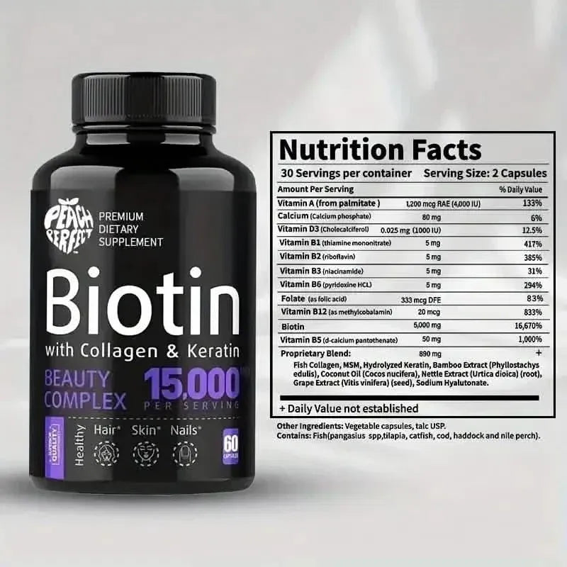 Biotin Capsules Multivitamin Collagen Keratin Supplement Hair Skin And Nail Vitamin - A-1 Thread Vault