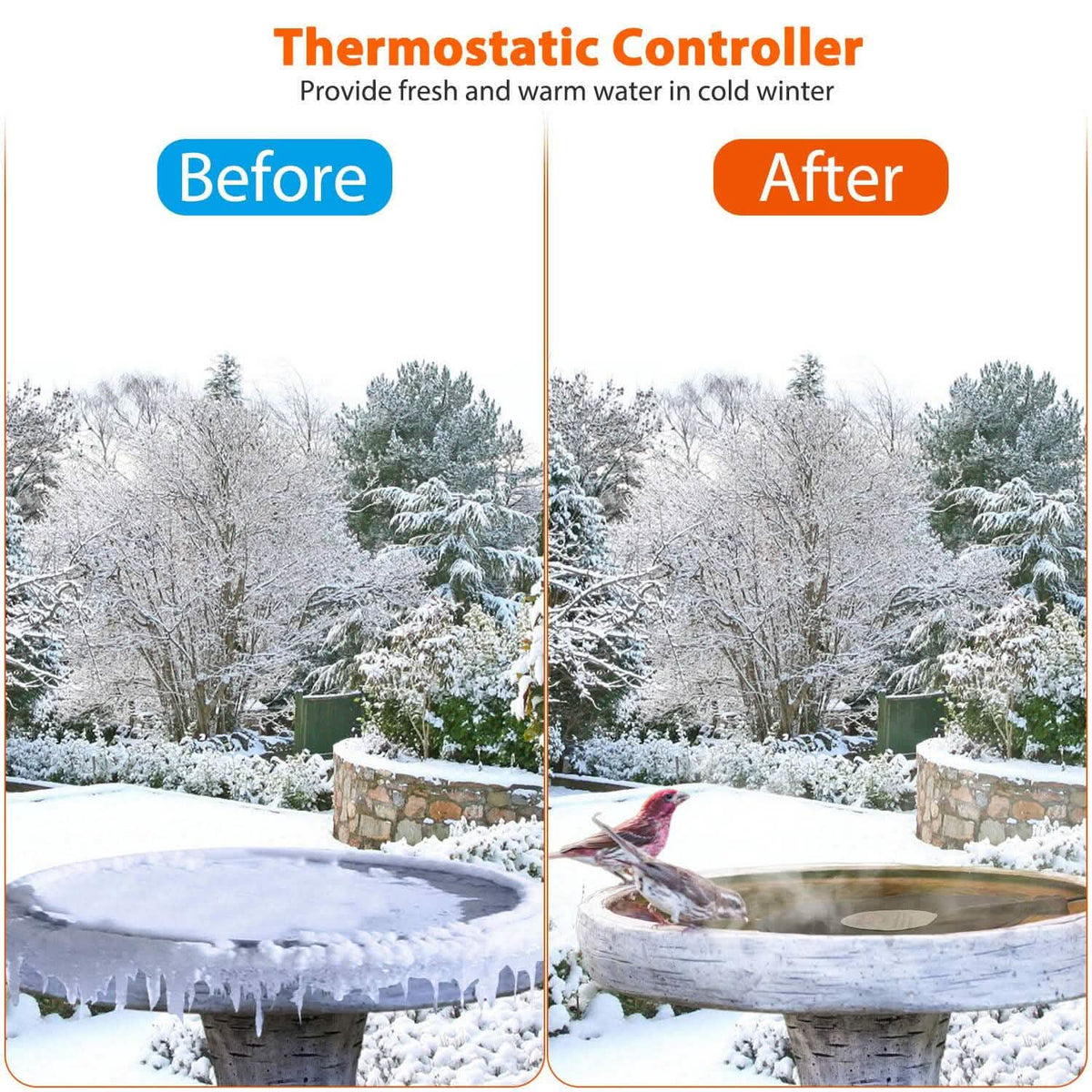 Bird Bath Deicer Outdoor Winter Water Heater Thermostatically Controlled - A-1 Thread Vault