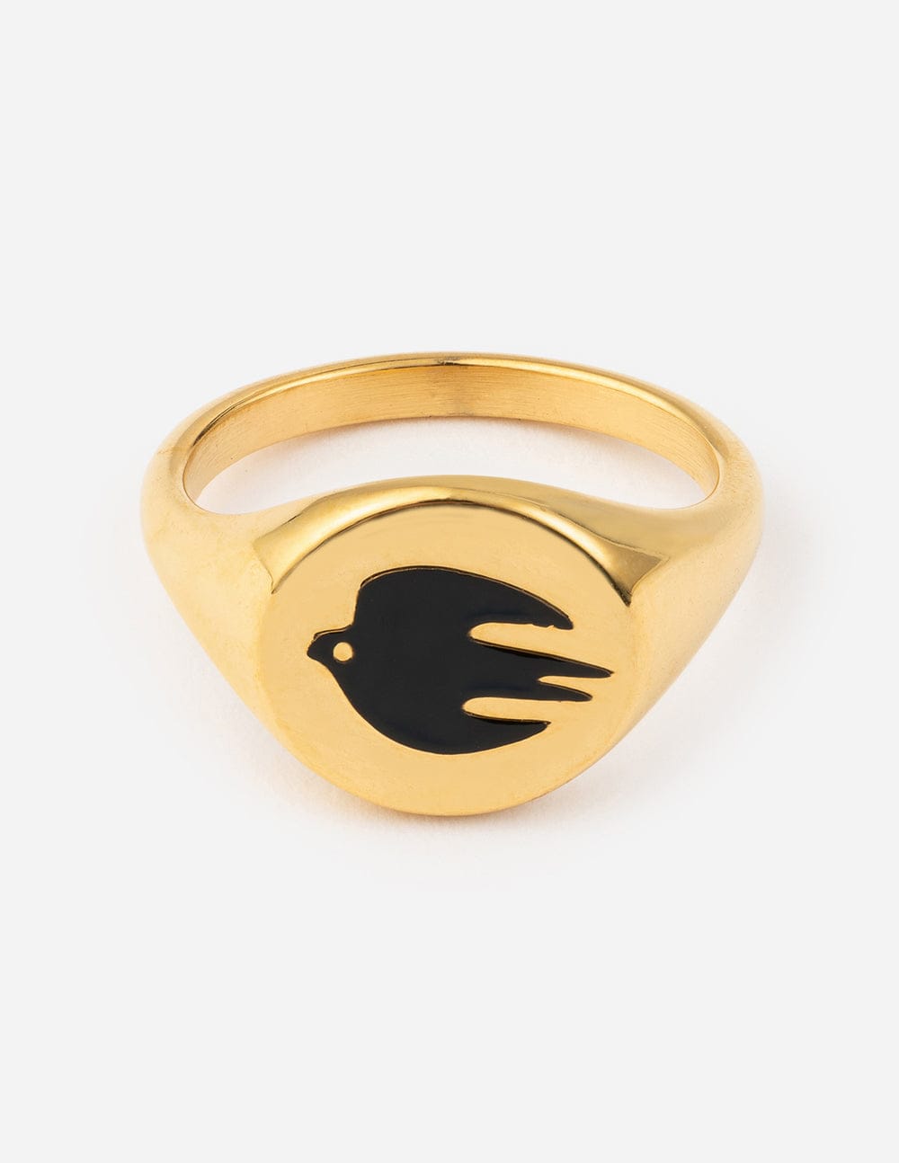 Black Enamel Gold Dove Ring - A-1 Thread Vault