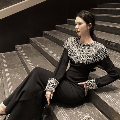 Black Fitted Column Gown(MS423) - A-1 Thread Vault
