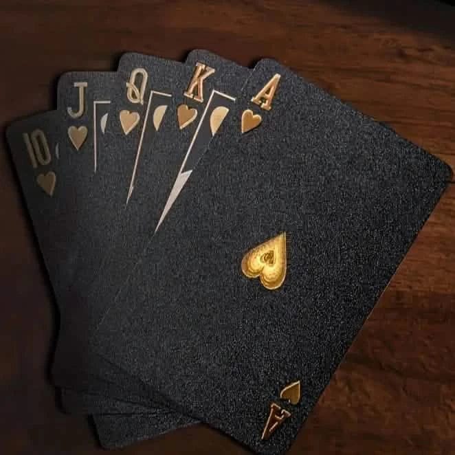 Black Golden Foil Poker Playing Cards - A-1 Thread Vault