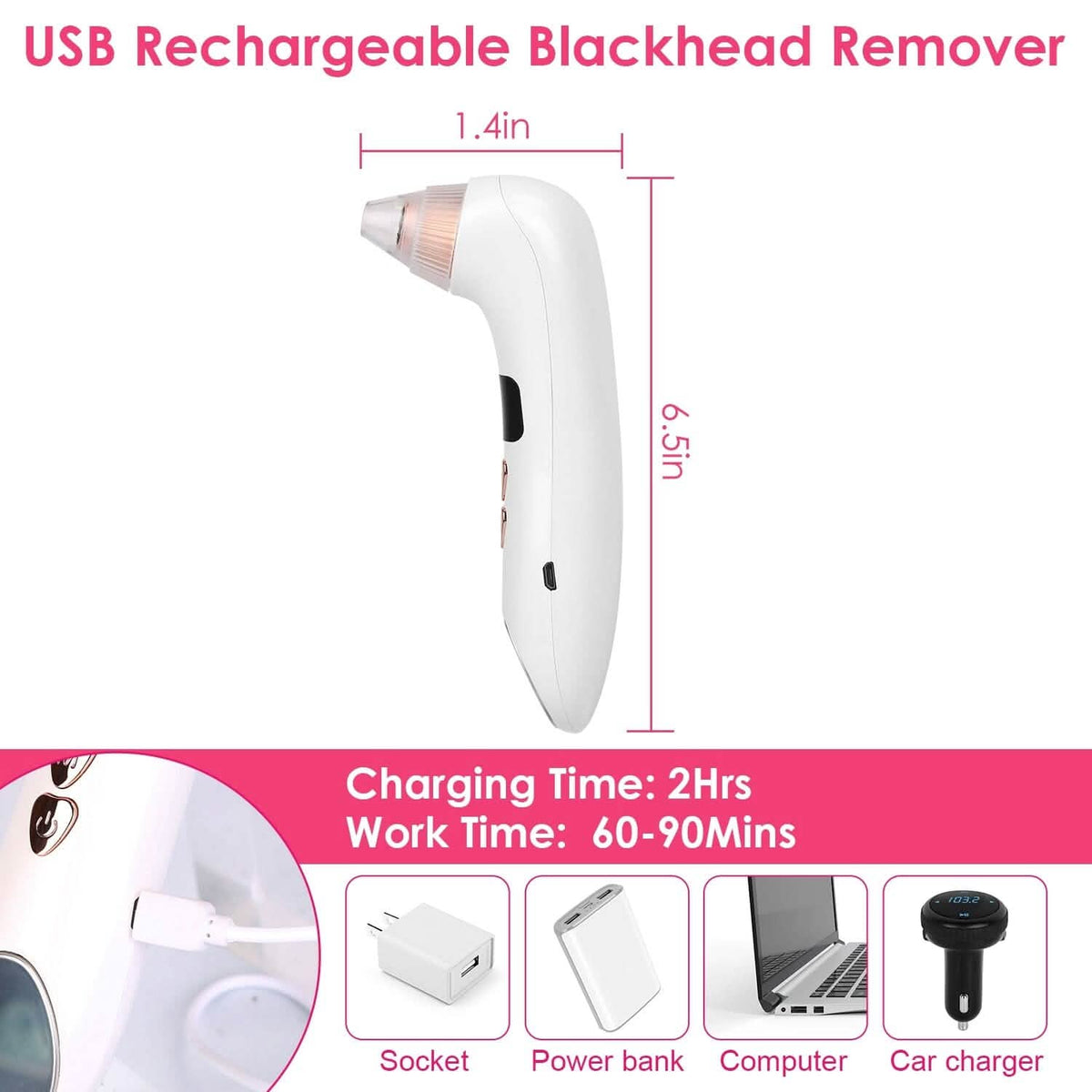 Blackhead Vacuum Remover Electric Blackhead Comedone Extractor - A-1 Thread Vault