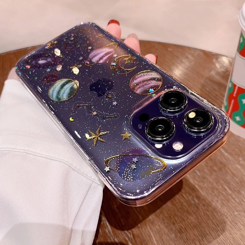 Bling Glitter Planet Stars Clear iPhone Case - A-1 Thread Vault