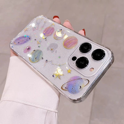Bling Glitter Planet Stars Clear iPhone Case - A-1 Thread Vault