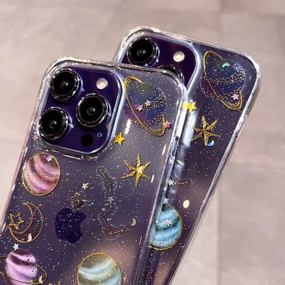Bling Glitter Planet Stars Clear iPhone Case - A-1 Thread Vault