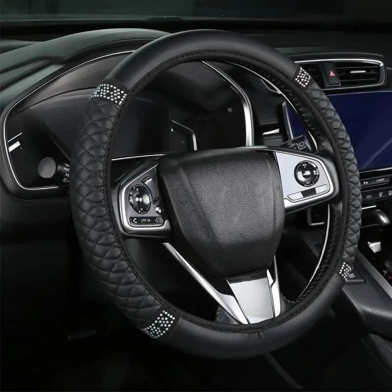 Bling Soft Faux Leather Car Steering Wheel Cover Non-Slip Heat And Cold Protector - A-1 Thread Vault