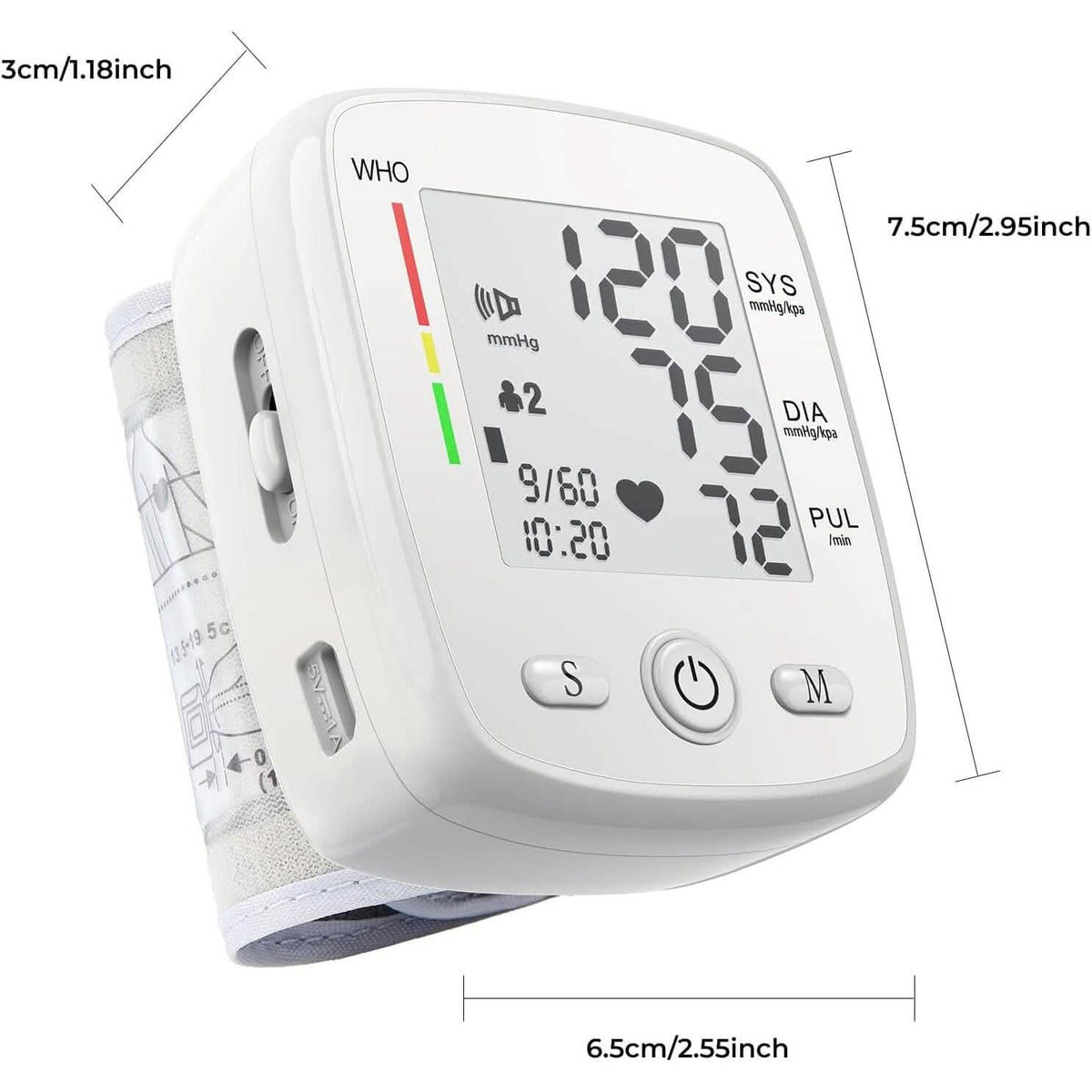 Blood Pressure Monitor Digital Wrist BP Machine Automatic BP Cuff with 2 Users 180 Memory Voice Large LCD Display - A-1 Thread Vault