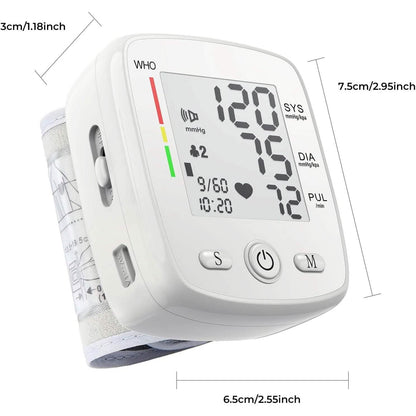 Blood Pressure Monitor Digital Wrist BP Machine Automatic BP Cuff with 2 Users 180 Memory Voice Large LCD Display - A-1 Thread Vault