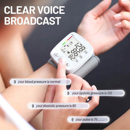 Blood Pressure Monitor Digital Wrist BP Machine Automatic BP Cuff with 2 Users 180 Memory Voice Large LCD Display - A-1 Thread Vault
