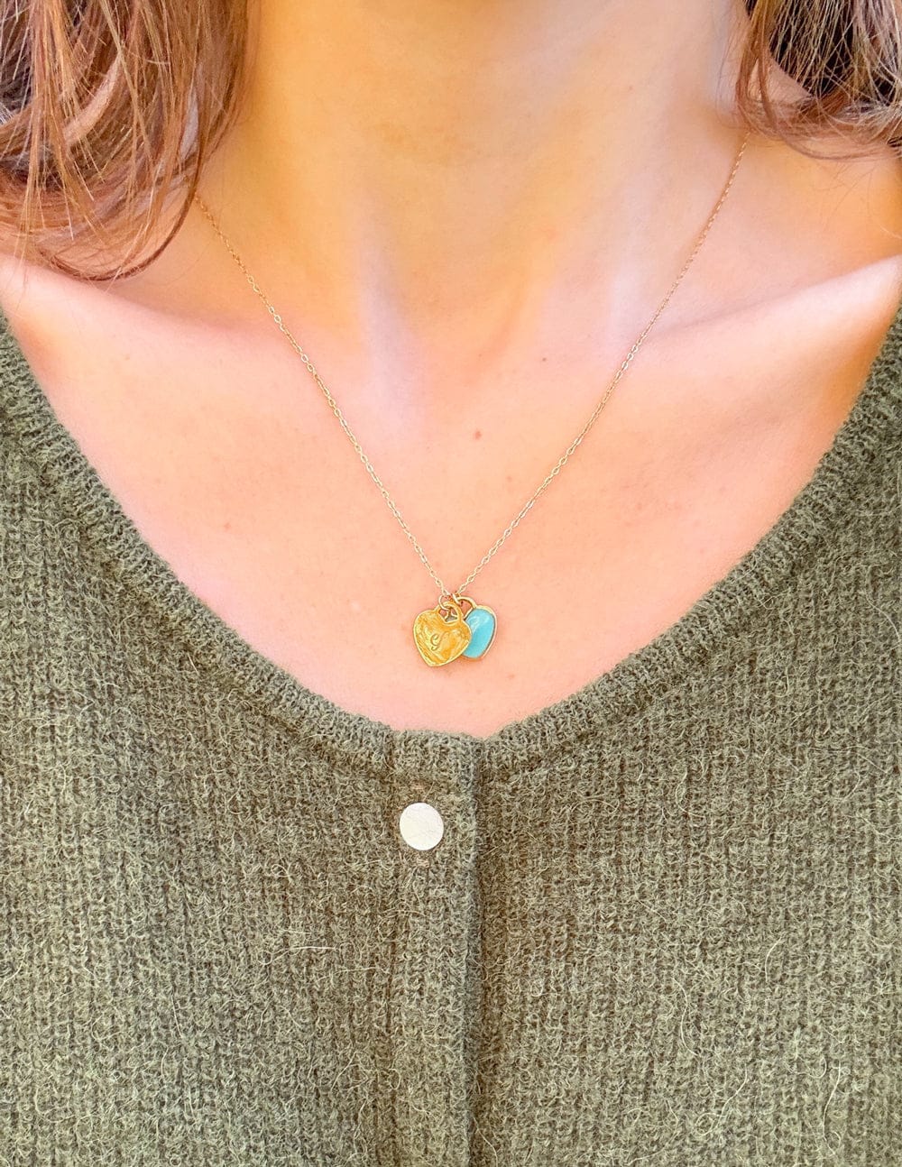 Blue Enamel Heart Logo Necklace - A-1 Thread Vault