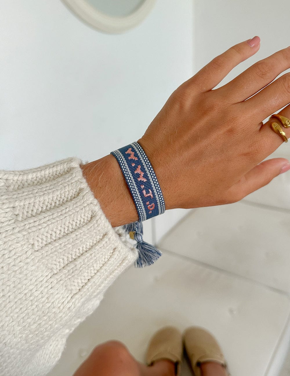Blue WWJD Embroidered Bracelet - A-1 Thread Vault