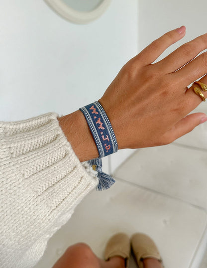 Blue WWJD Embroidered Bracelet - A-1 Thread Vault