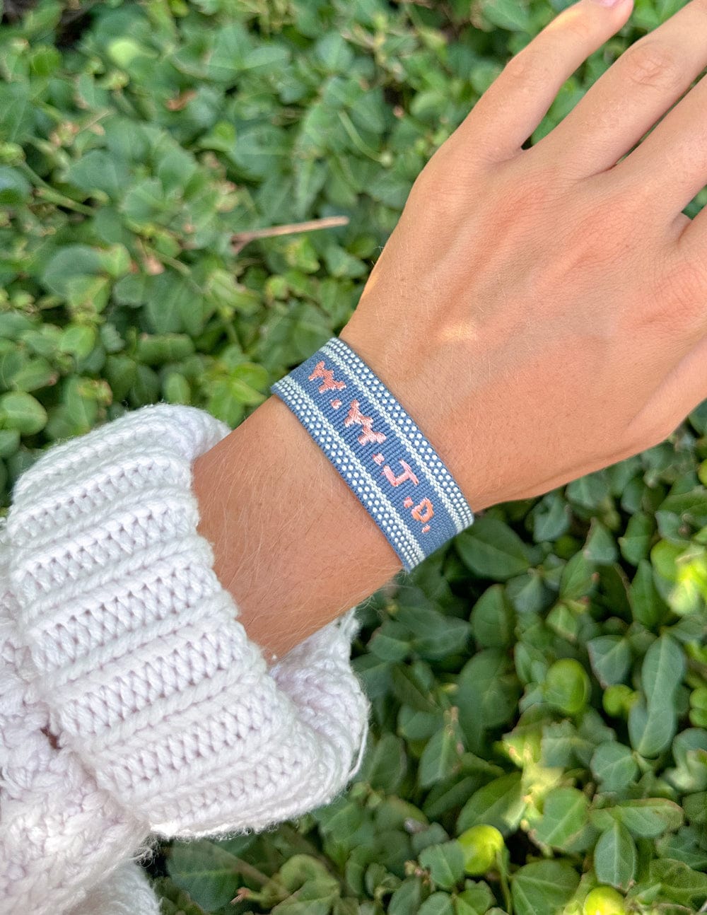 Blue WWJD Embroidered Bracelet - A-1 Thread Vault