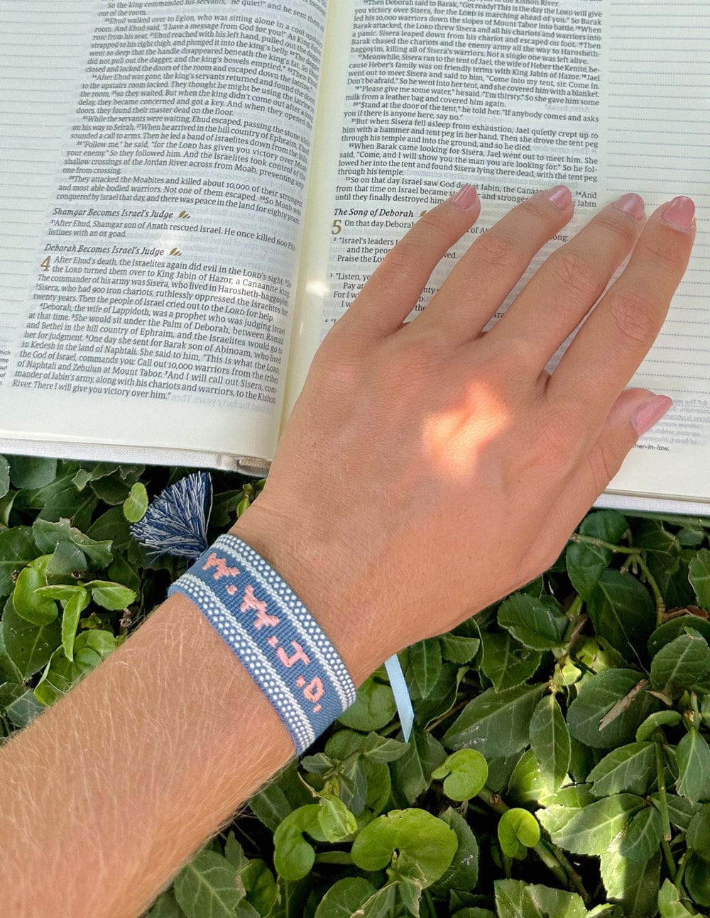 Blue WWJD Embroidered Bracelet - A-1 Thread Vault