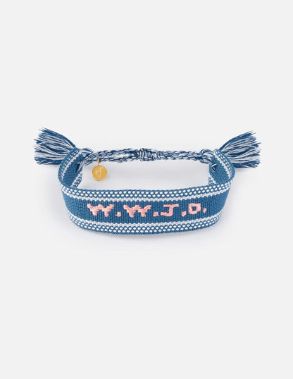 Blue WWJD Embroidered Bracelet - A-1 Thread Vault