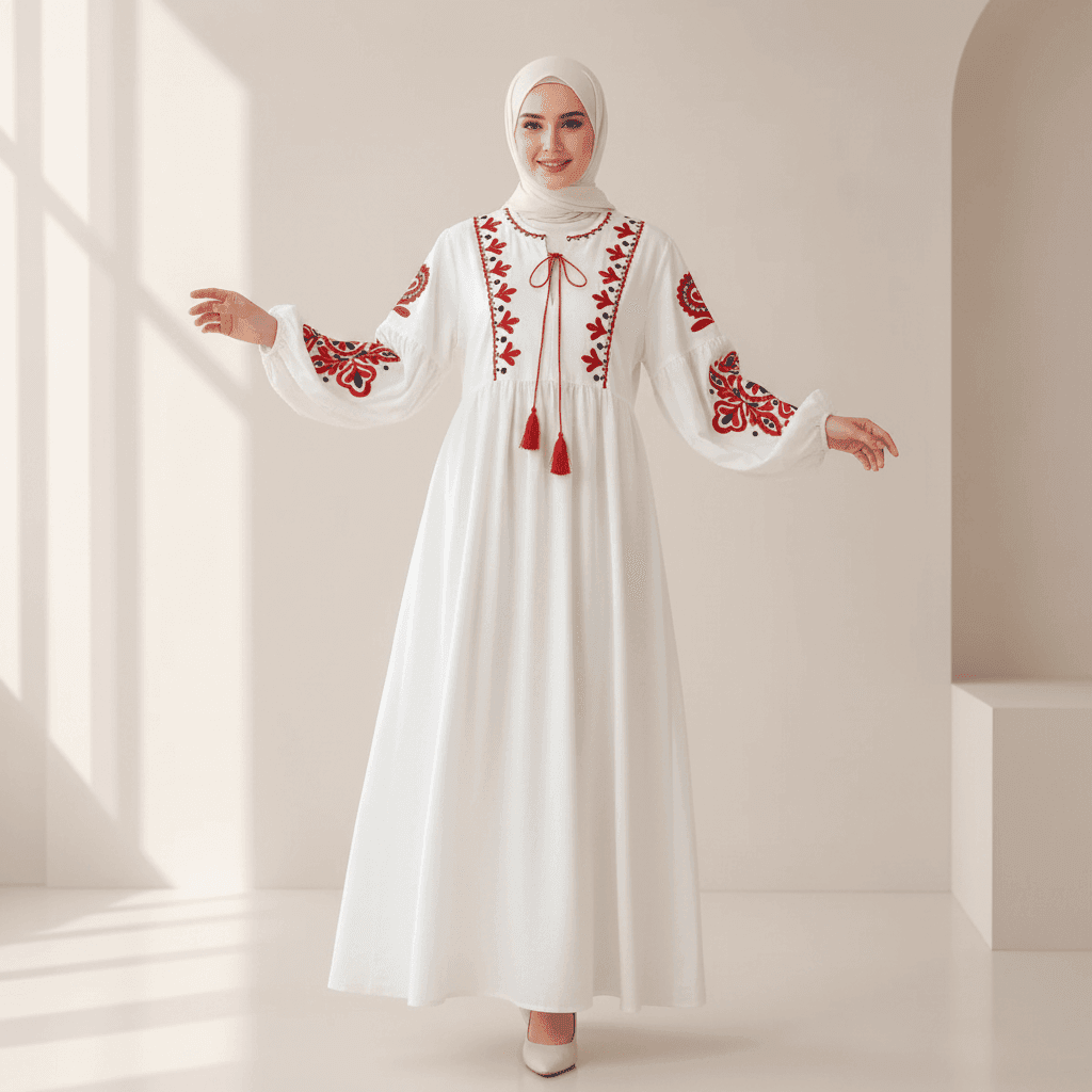 Bohemian Embroidered Linen-Look Maxi Dress(MS460) - A-1 Thread Vault