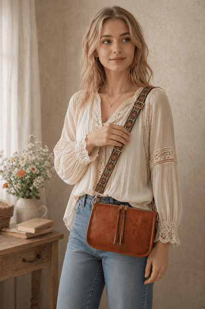 Bohemian Wide Shoulder Strap Crossbody Bag - A-1 Thread Vault