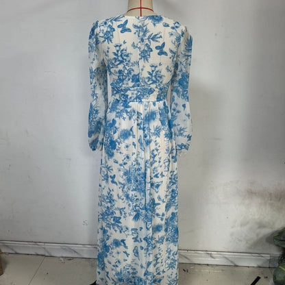 Botanical Print Maxi Dress (MS392) - A-1 Thread Vault