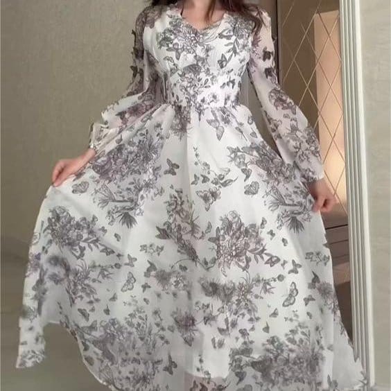 Botanical Print Maxi Dress (MS392) - A-1 Thread Vault