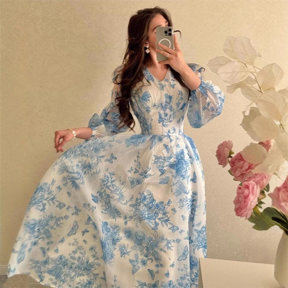 Botanical Print Maxi Dress (MS392) - A-1 Thread Vault