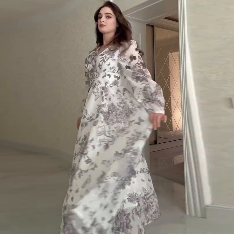 Botanical Print Maxi Dress (MS392) - A-1 Thread Vault
