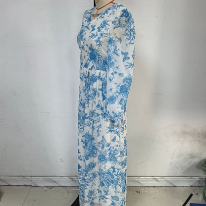 Botanical Print Maxi Dress (MS392) - A-1 Thread Vault