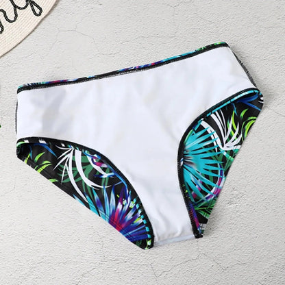 Botanical Print Sexy Swimsuit Womens Bikini Set Summer Beach Bathing Suit Set Slim Tummy Control Bikinis Deep V Neck Swim Suit - A-1 Thread Vault