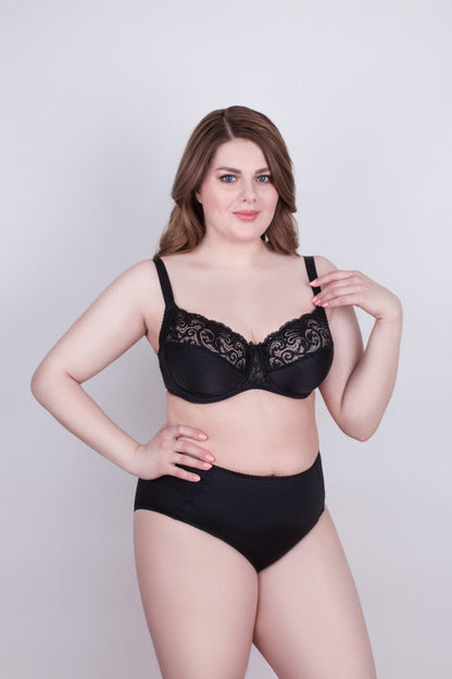 Bra Milavitsa 120151 - Elastic & Lace, Double-Segment Cups, Wide Straps - A-1 Thread Vault