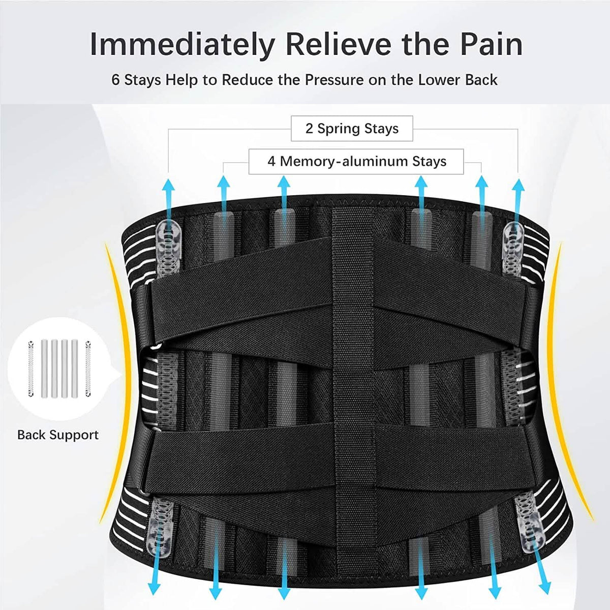 Braces for Lower Back Pain Relief with 6 Stays - A-1 Thread Vault