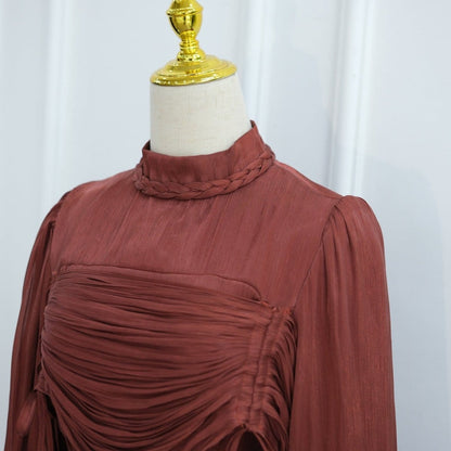 Braided Collar Ruched Fringe Maxi Dress(MS406) - A-1 Thread Vault