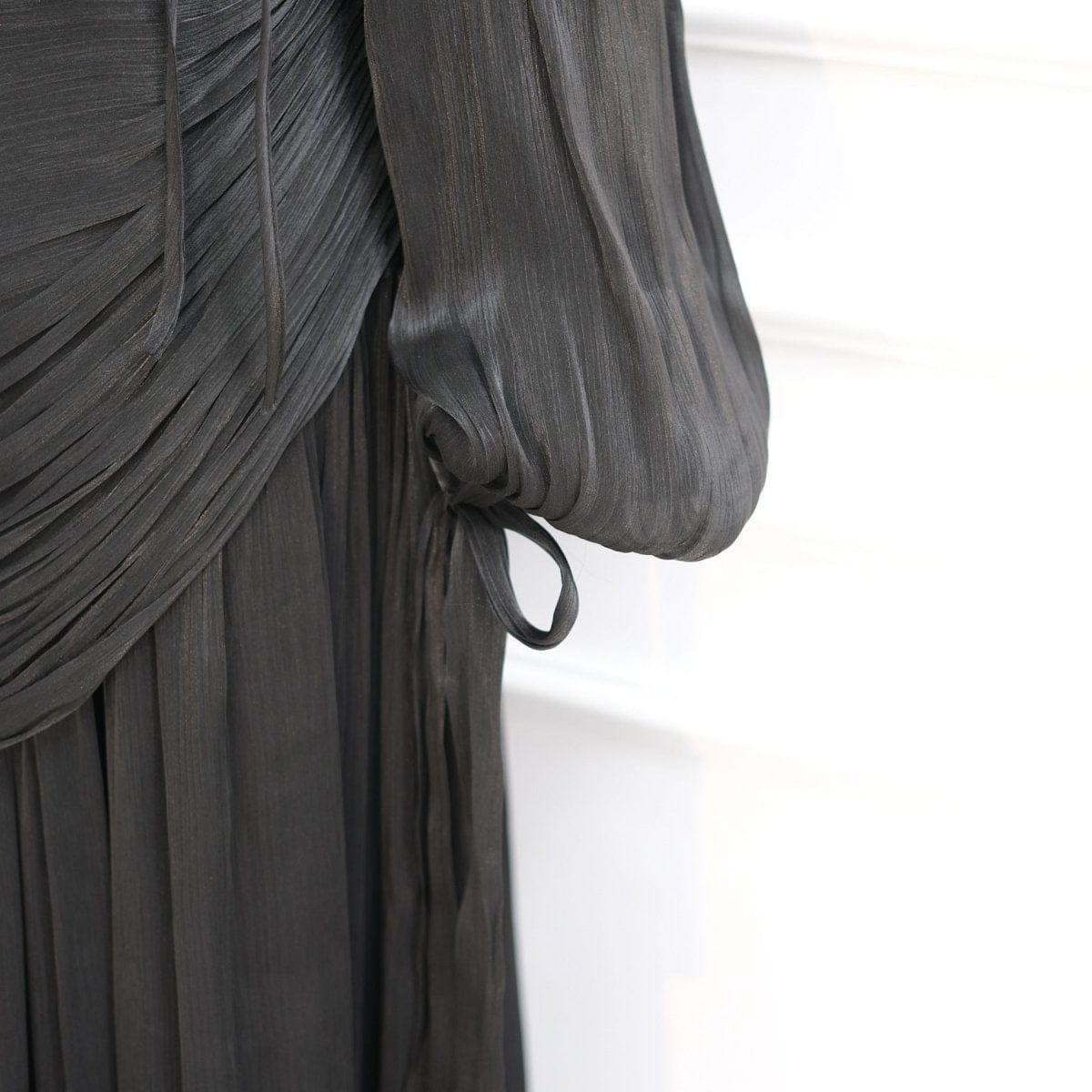 Braided Collar Ruched Fringe Maxi Dress(MS406) - A-1 Thread Vault