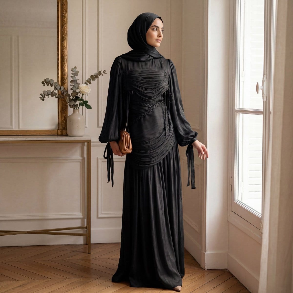 Braided Collar Ruched Fringe Maxi Dress(MS406) - A-1 Thread Vault
