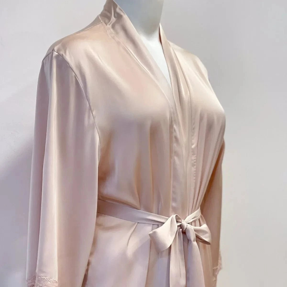 Bridal Kimono Robes Only Beautiful Sexy Pajamas Women's Bathrobe Pure French High Quality Nightgown Lace Mesh Bow Dressing Gowns - A-1 Thread Vault
