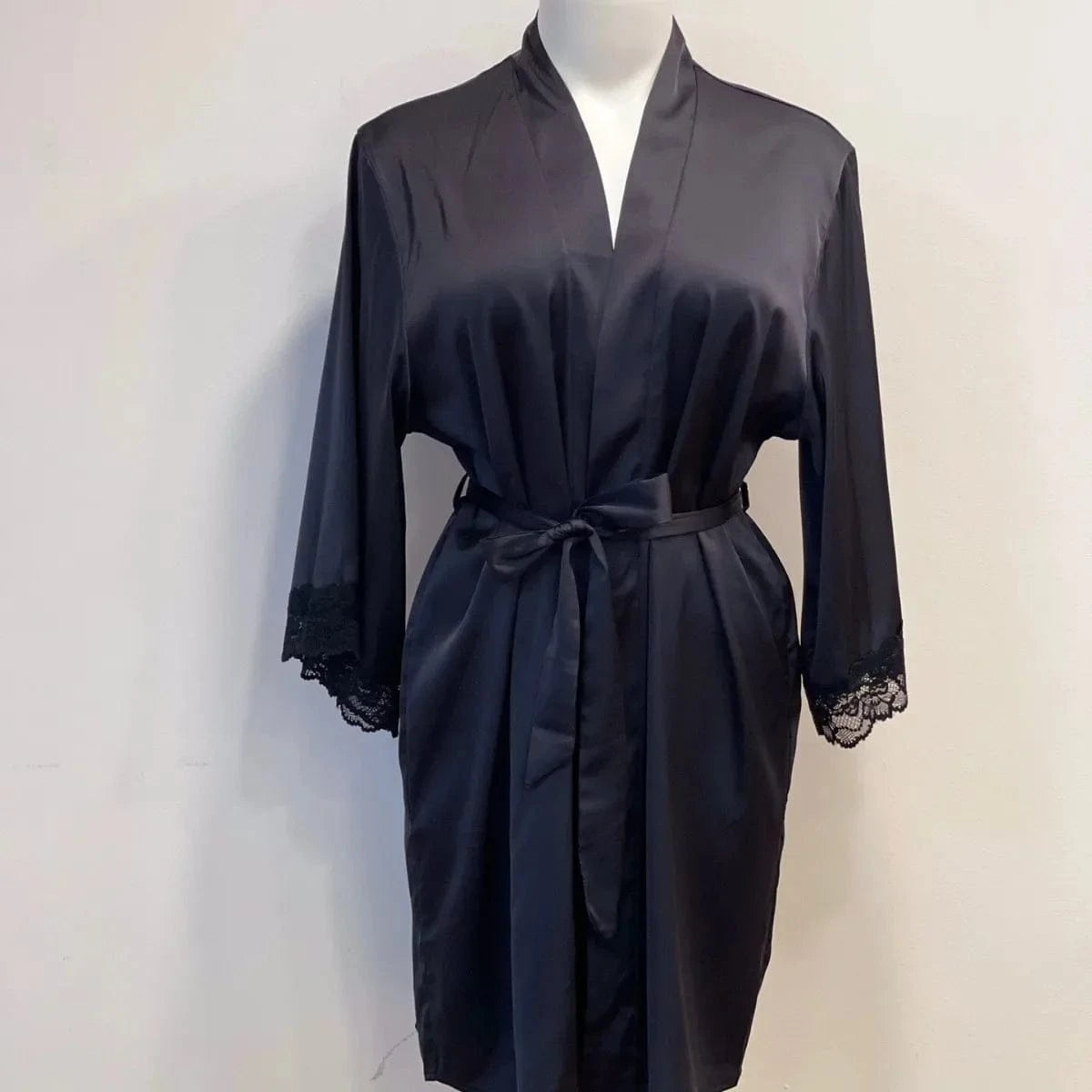 Bridal Kimono Robes Only Beautiful Sexy Pajamas Women's Bathrobe Pure French High Quality Nightgown Lace Mesh Bow Dressing Gowns - A-1 Thread Vault