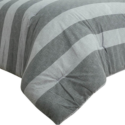 Brooklyn Flat Herringbone Wide Striped Grey Comforter Set - A-1 Thread Vault