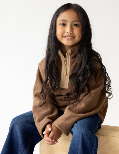 Brown Fleece Kids Pullover - A-1 Thread Vault