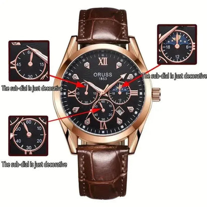 Brown Leather Fashion Quartz Wrist Watch - A-1 Thread Vault