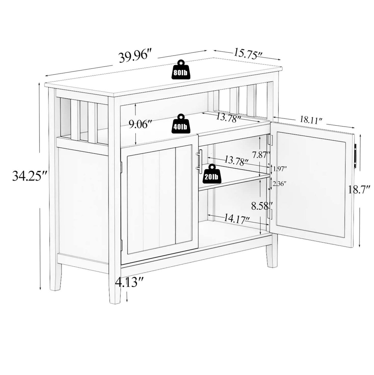 Buffet Cabinet Kitchen Storage Sideboard - A-1 Thread Vault