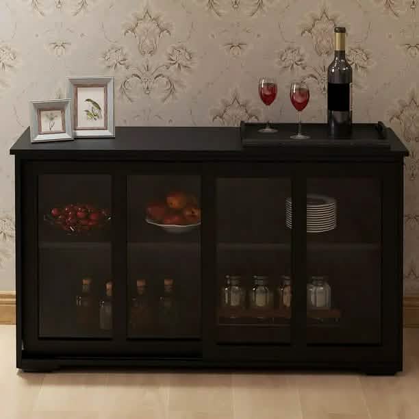 Buffet Sideboard with Sliding Glass Door and Adjustable Shelf - A-1 Thread Vault