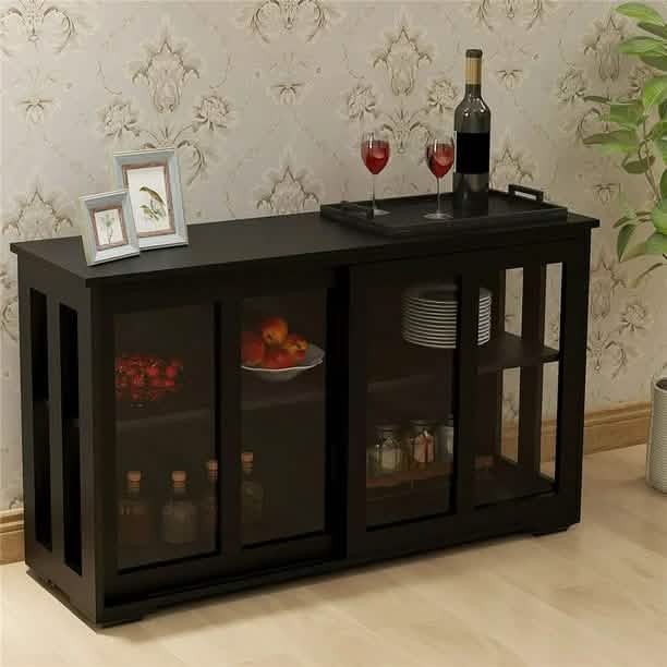 Buffet Sideboard with Sliding Glass Door and Adjustable Shelf - A-1 Thread Vault