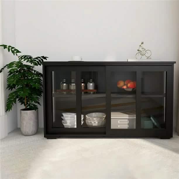 Buffet Sideboard with Sliding Glass Door and Adjustable Shelf - A-1 Thread Vault