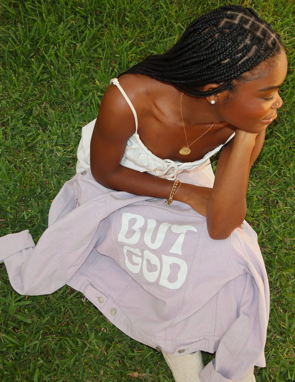 But God Cropped Denim Jacket - A-1 Thread Vault