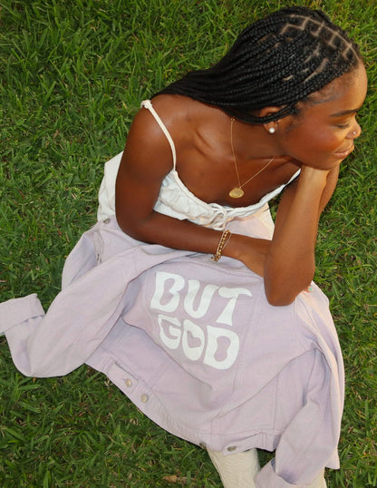 But God Cropped Denim Jacket - A-1 Thread Vault