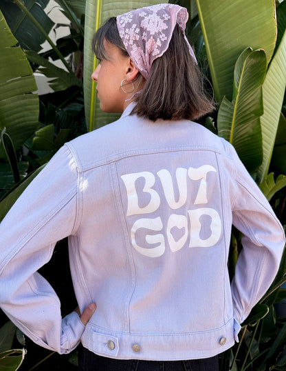 But God Cropped Denim Jacket - A-1 Thread Vault