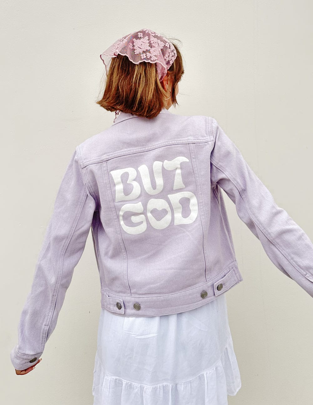 But God Cropped Denim Jacket - A-1 Thread Vault