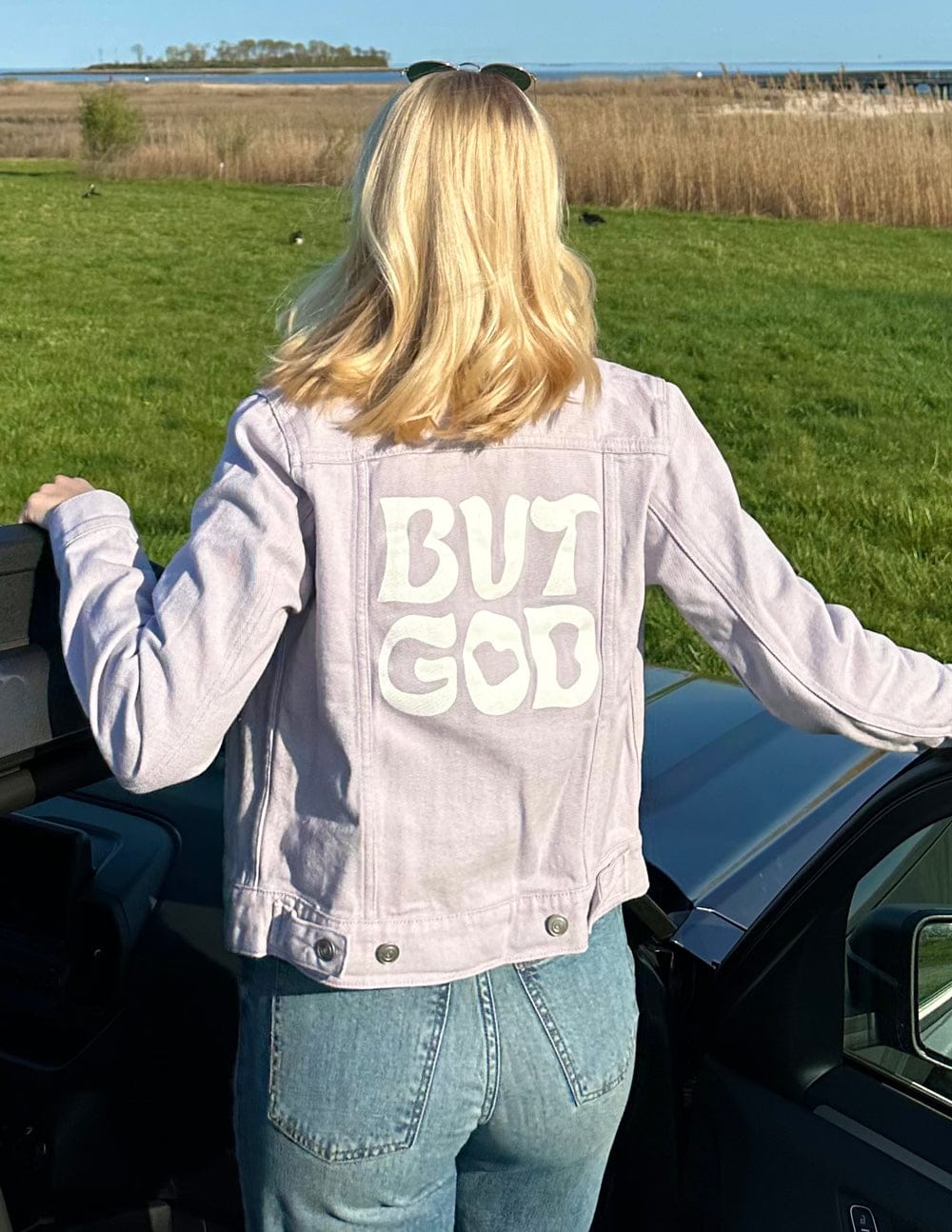 But God Cropped Denim Jacket - A-1 Thread Vault