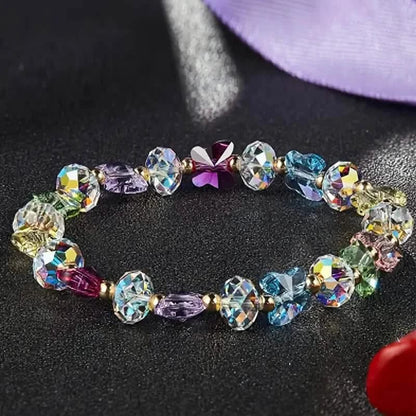 Butterfly-Shaped Artificial Crystal Beaded Charm Bracelet - A-1 Thread Vault