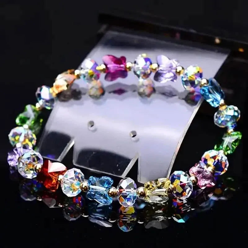 Butterfly-Shaped Artificial Crystal Beaded Charm Bracelet - A-1 Thread Vault