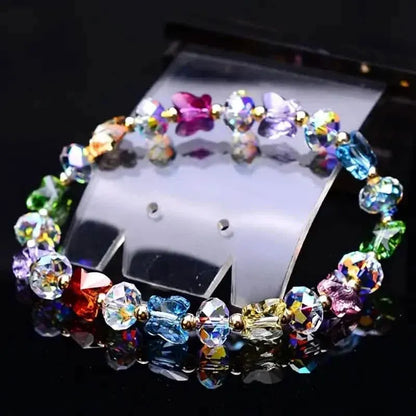 Butterfly-Shaped Artificial Crystal Beaded Charm Bracelet - A-1 Thread Vault