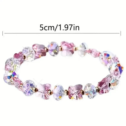 Butterfly-Shaped Artificial Crystal Beaded Charm Bracelet - A-1 Thread Vault